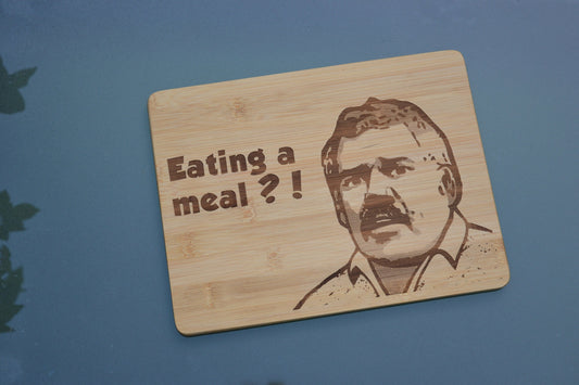 Eating a Meal, Democracy Manifest - Wooden Placemat Chopping Board // Australia Meme Funny Arrest  Kitchen Straya Austaliran Internet Legend