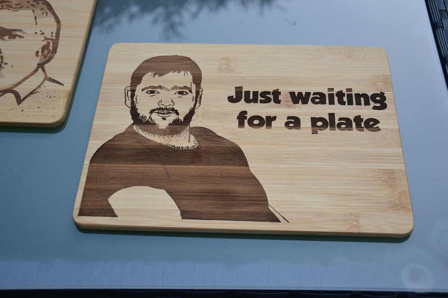 Just waiting for a plate - Waiting for a Mate Meme - Wooden Placemat // Australia Meme Funny Arrest Clinton Kitchen Straya