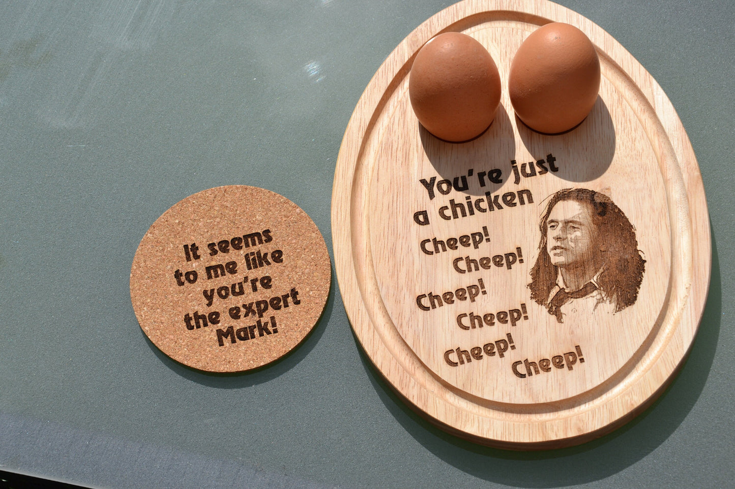 You're just a chicken, cheep cheep... Tommy Wiseau The Room - Egg Board // Bamboo High Quality Oh Hai Mark