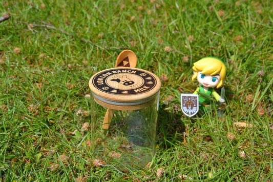 Lon Lon Ranch - Glass Coffee Storage Jar // Glass & Bamboo w/ spoon - The Legend of Zelda Ocarina of Time Gift Nintendo OOT - 500ml 800ml