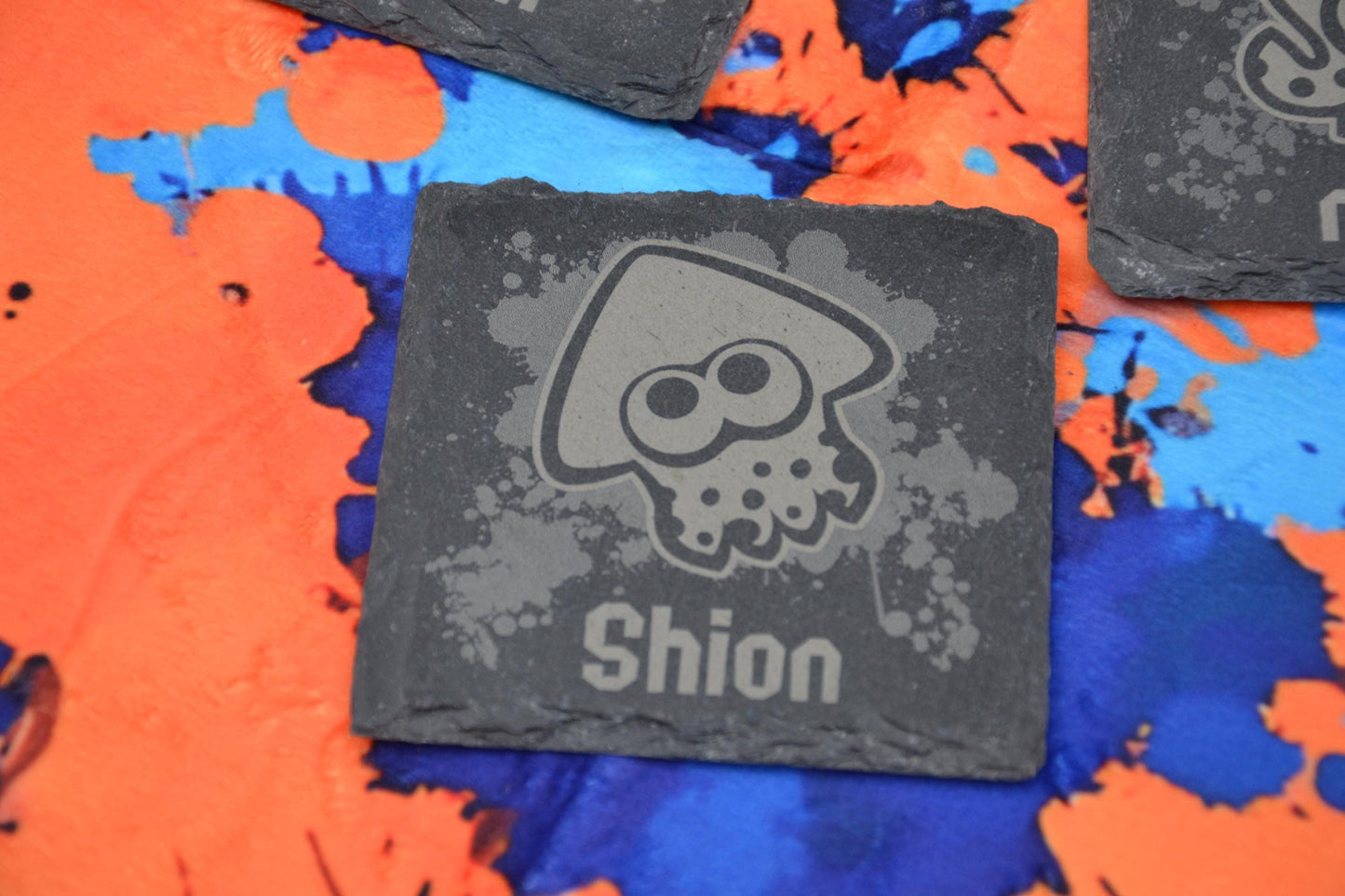 Splatoon - Custom Slate Squid/ Octo coaster with your player name - Personalised Nintendo fan gift for all Splatoon fans